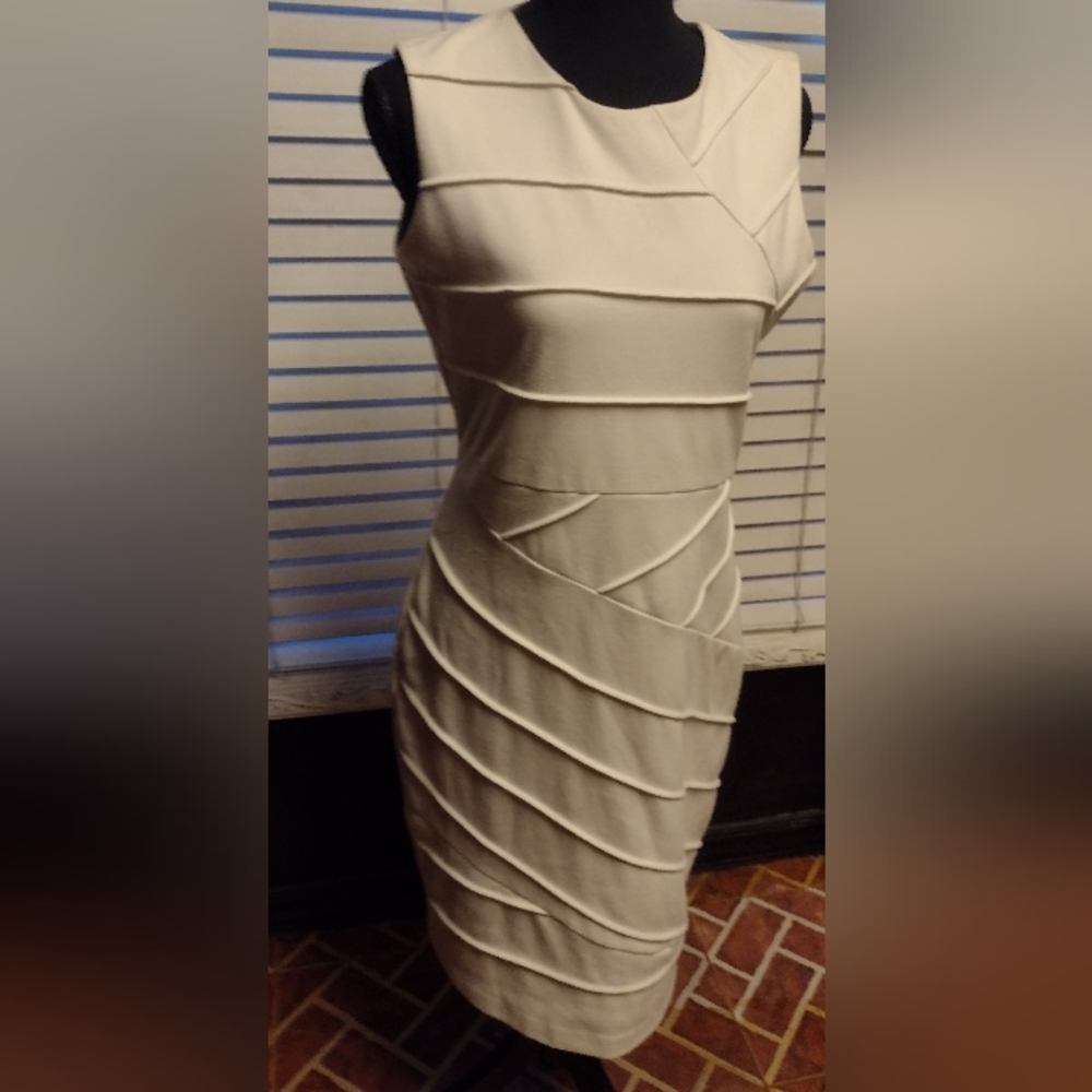 Calvin Klein scuba dress Sz S beige. - Picture 1 of 4